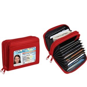 CIANA WOMEN’S RFID PRE-LOVED RED GENUINE SOFT LEATHER ID/CREDIT CARDS WALLET